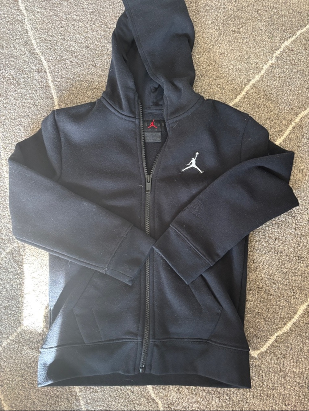 Nike Air Jordan Kid’s Boumys Black Full-Zip Hoodie size 6/7